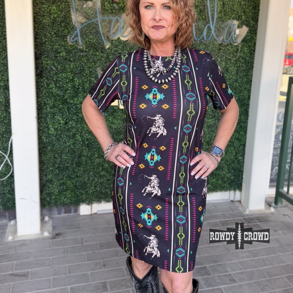 NWT Black Rope & Ride Aztec Print DRESS - Picture 3 of 3